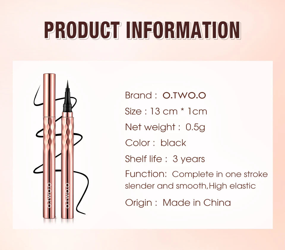 O.TWO.O Black Slim Line Eyeliner Pencil Easy To Draw Waterproof Eye Liner Pen Long Lasting Quick Dry Liquid Eyeliners