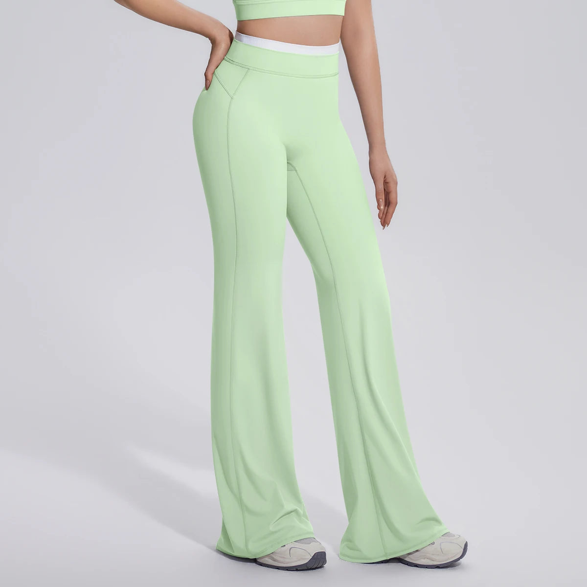 Rooftrellen Summer Woman Loose Breathable Yoga Wide Leg Pants Gym Running Quick Drying Yoga Pants High Stretch Bell-bottoms