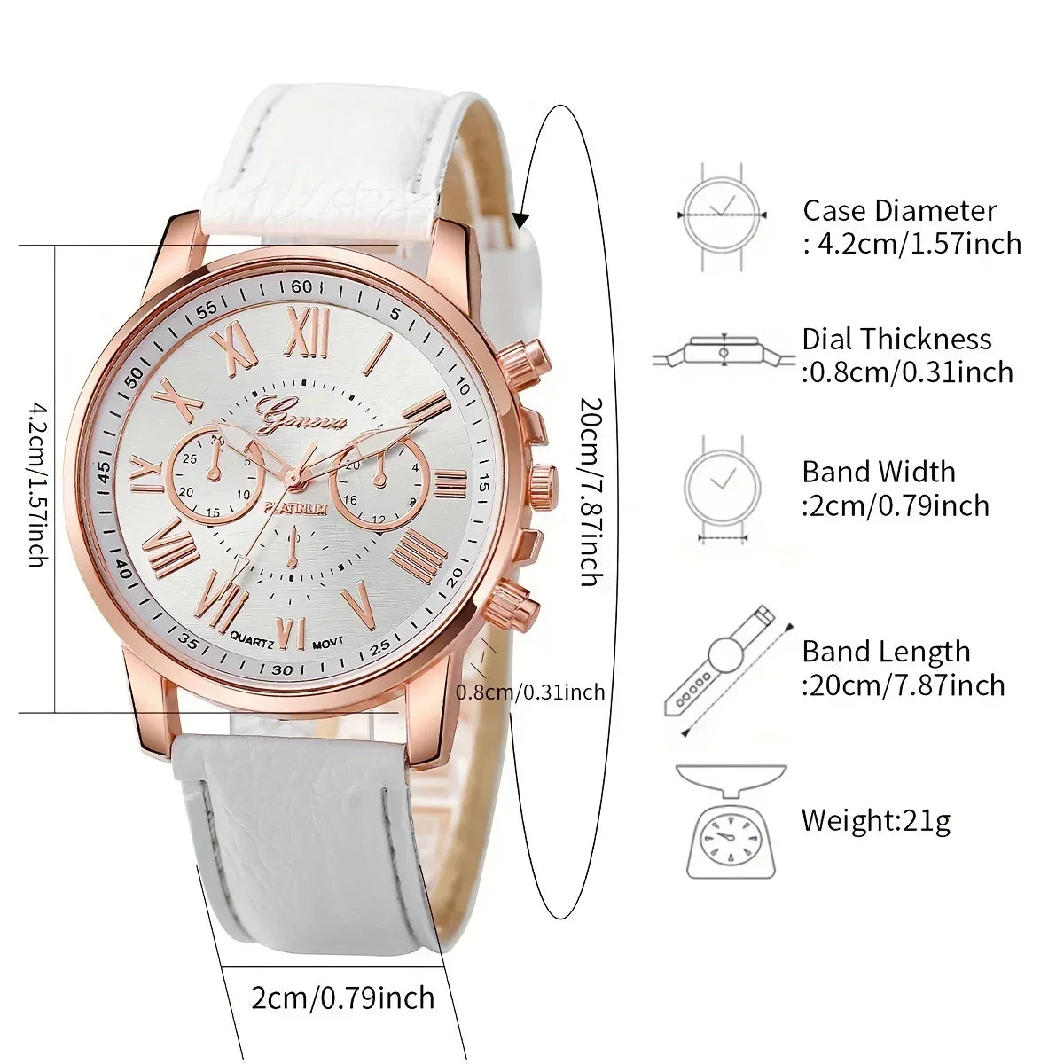 5pcs/set Women's Watch Casual Round Pointer Quartz Watch PU Leather Wrist Watch & Faux Pearl Jewelry Set, Gift For Mom Her
