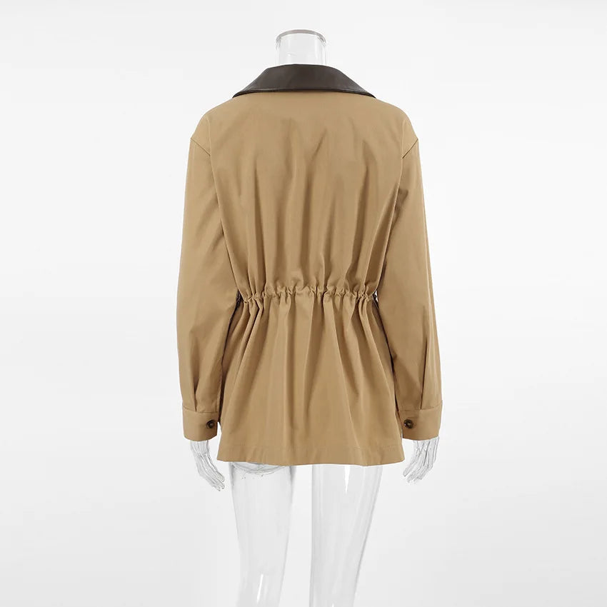 Women's Oversized Trench Coat Fashion Lapel Warm Long Sleeves Wide Shoulder Windbreaker Jacket 2026 Autumn Winter Streetwear