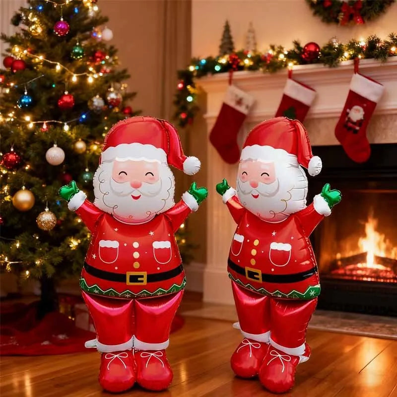 1pc Extra Large Standing Santa Claus Foil Balloon/Christmas Holiday Party Decoration/New Year Birthday Supplies Easter Gift
