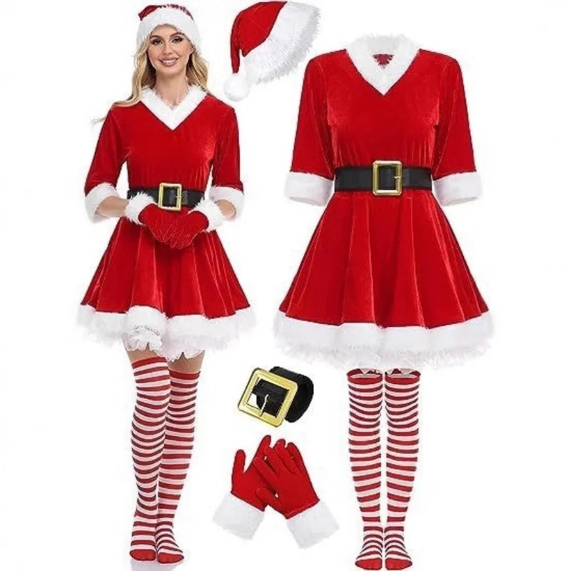 Santa Claus Costume Stage Costume Christmas Clothing Adult Women's Clothing Festive Party Dress Up