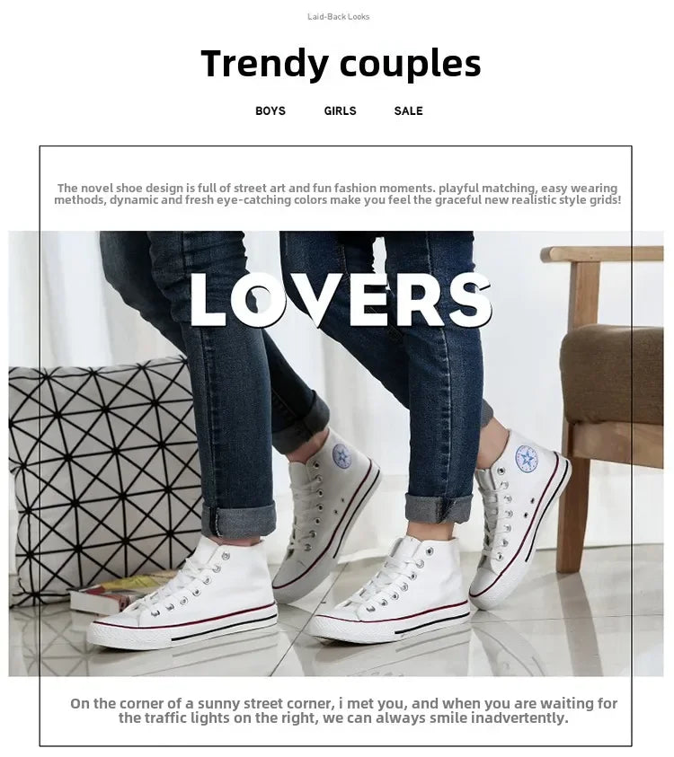 Men’s High-Top Canvas Sneakers – Lace-Up Flat Sole Shoes (A18-B6638)