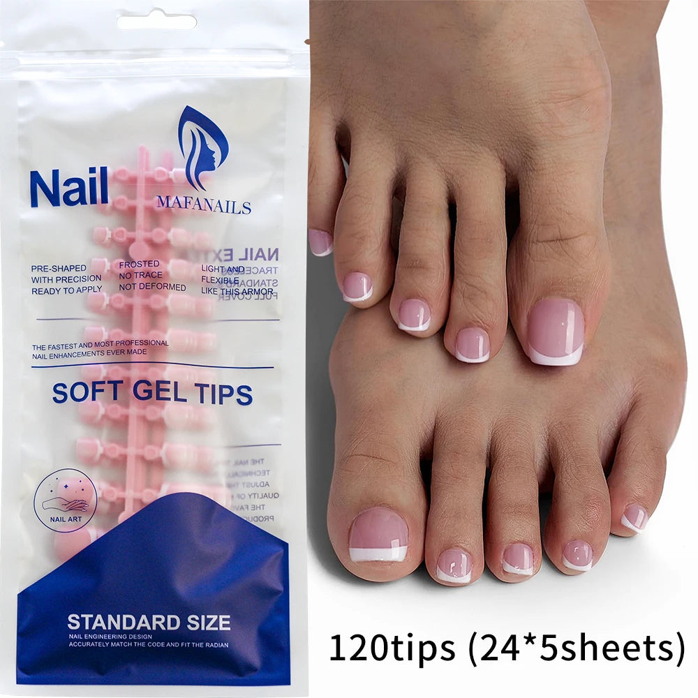 100Pcs White Clear Short Square Fake Toenail Tips Pink Red False Toe Nails Acrylic Full Cover Artificial Press on Toenails