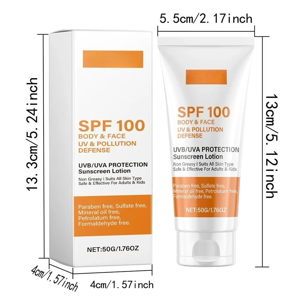 Face & Body Sunscreen SPF 100+ – UVA & UVB Protection