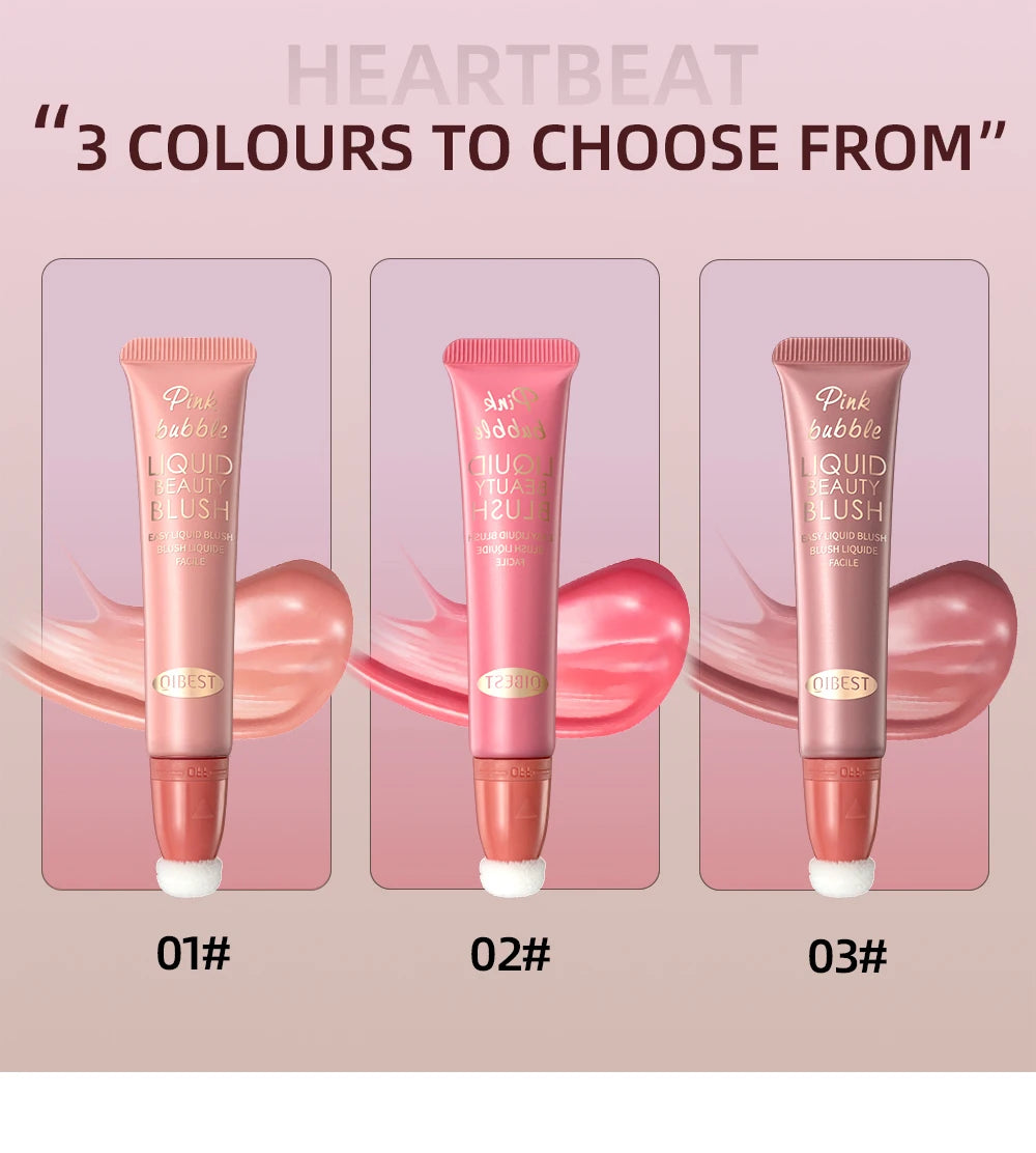 QIBEST Liquid Contour With Cushion Applicator Highlight Shimmer Natural Soft Moisturizing Cream Liquid Blush For Cheek Cosmetics