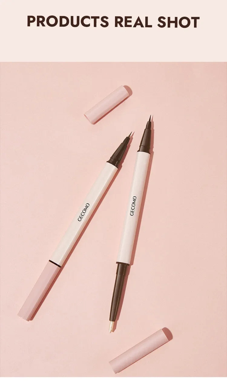 GECOMO Double-ended Lying Silkworm Pencil with 0.01mm Eyeliner Shimmer Eyeshadow Makeup