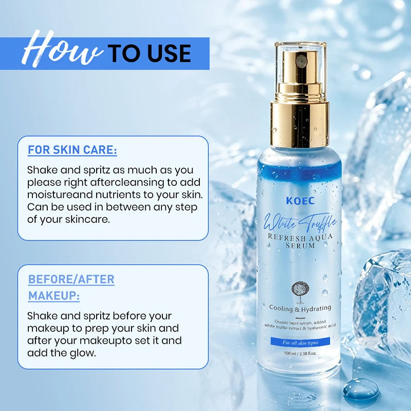Natural White Truffle Extract Serum Spray 100ml Refreshing Niacinamide Panthenol Hydrating Moisturizing Pre Makeup Essence Mist