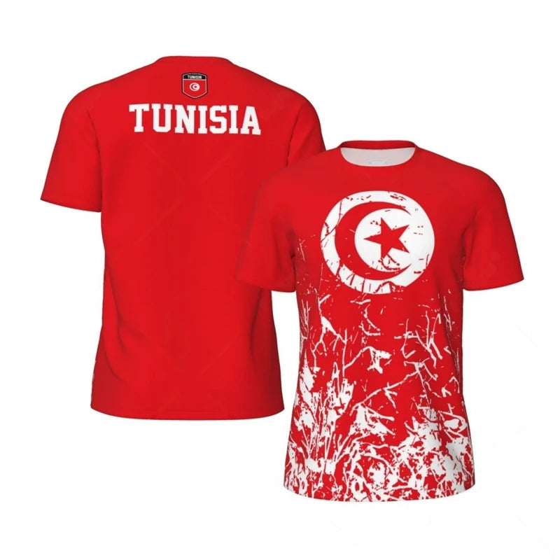 TUNISIA Flag 3D Print Sport Quick Dry Breathable Men T-shirt Outdoor Football Jersey Team Fan Short Sleeve Summer Top Clothing