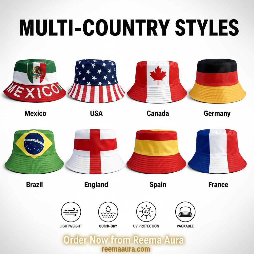 Reversible National Flag Print Bucket Hat - قبعة باكيت قابلة للعكس بتصميم أعلام الدول
