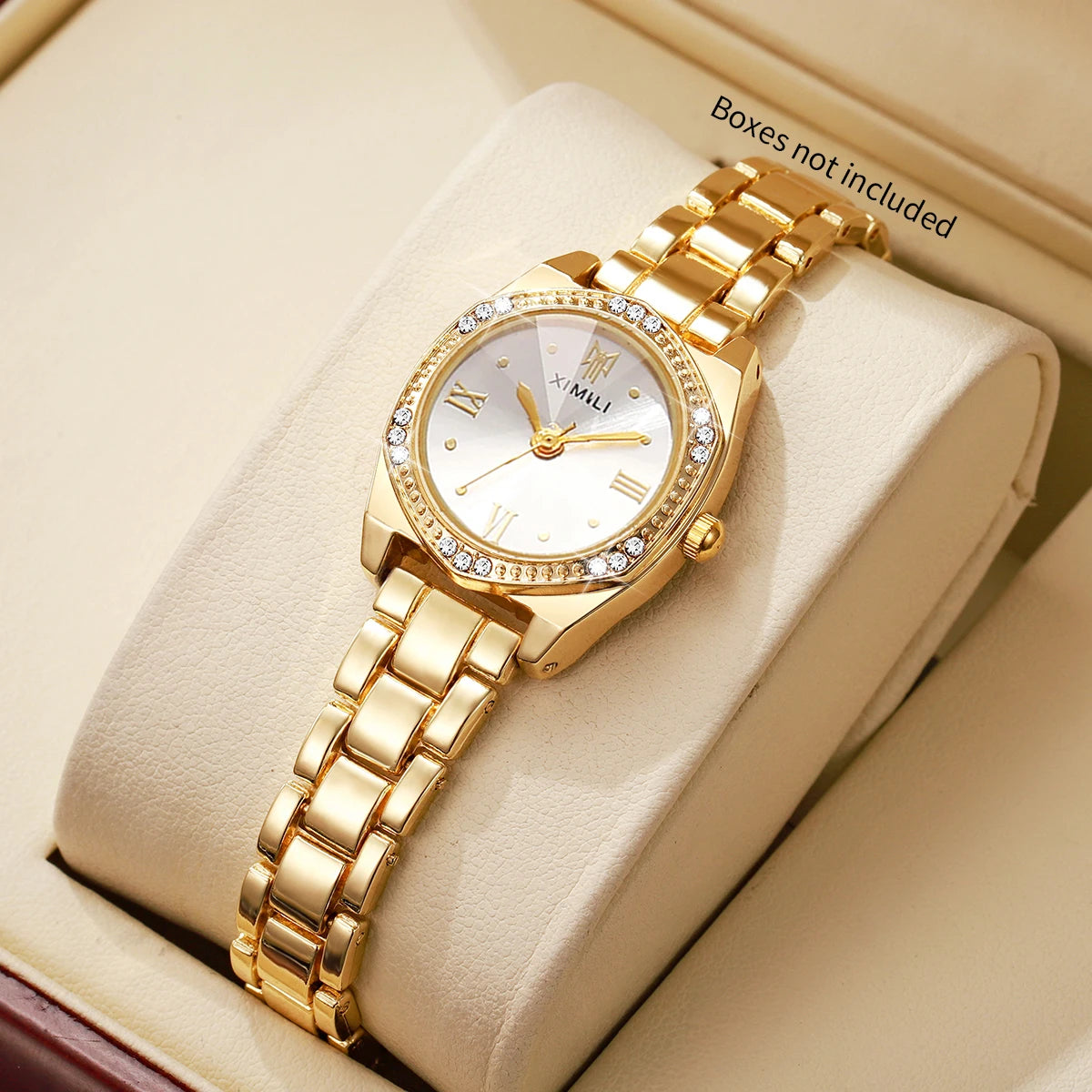 Elegant Rhinestone Roma Dial Women Quartz Watch Stainless Steel Bracelet Wristwatches Clock Gift Relogio Feminino（Without Box）
