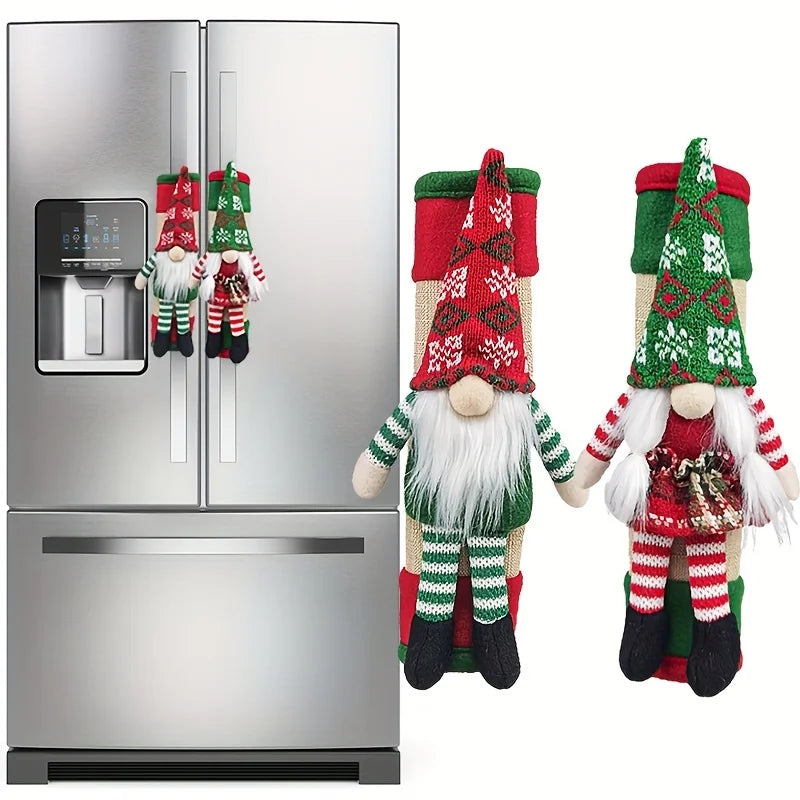 Christmas Refrigerator Handle Covers Set of 2 Snowman Refrigerator Decor Santa Claus Handle Cover Christmas Decor