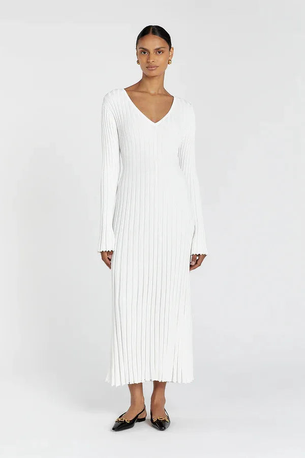 Vintage Lace-Up Female Knit Maxi Dress Elegant High Waist Patchwork Long Sleeve Loose Solid Dress Bodycon Knitwear Basic Dresses