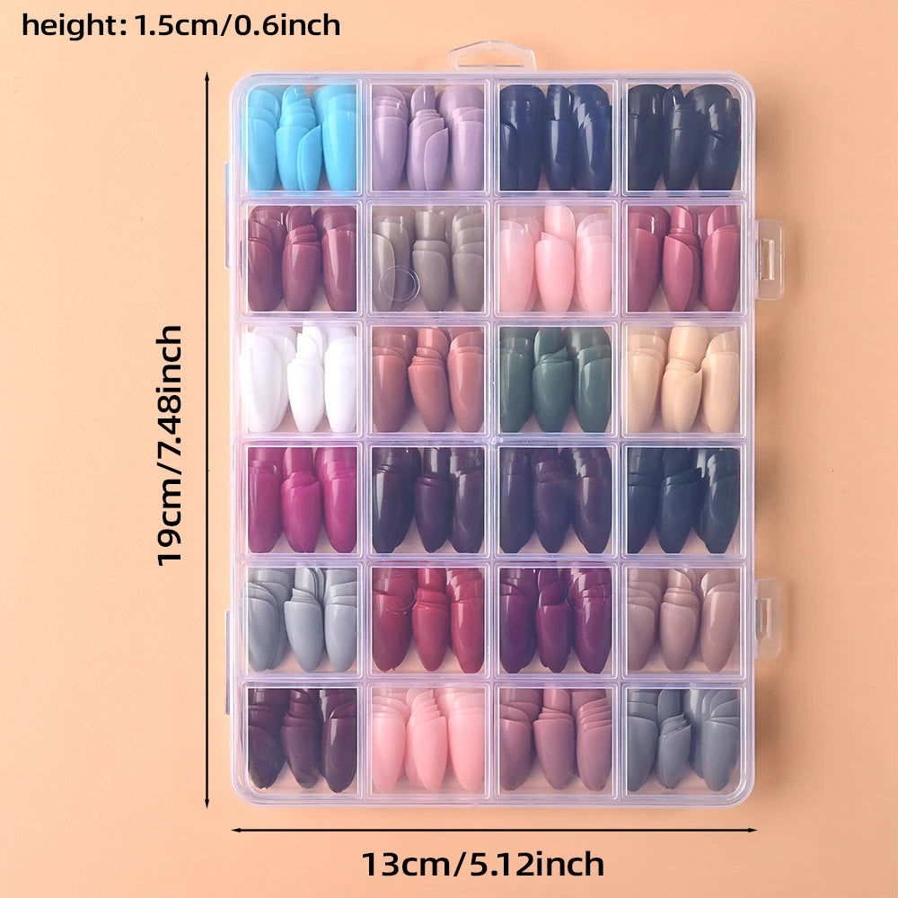 288Pcs Mixed Color Medium Almond False Nails Acrylic Full Cover Fake Nails for Women Wearable Press on Nails DIY Nail Extension