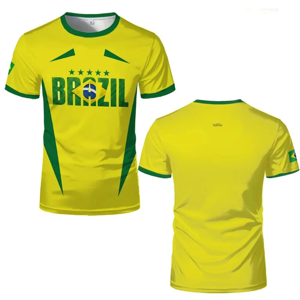 2026 Men s Summer Soccer Jersey Featuring Brazil Flag Pattern Breathable Quick Dry Family Style for Kids Adults Outdoor Training