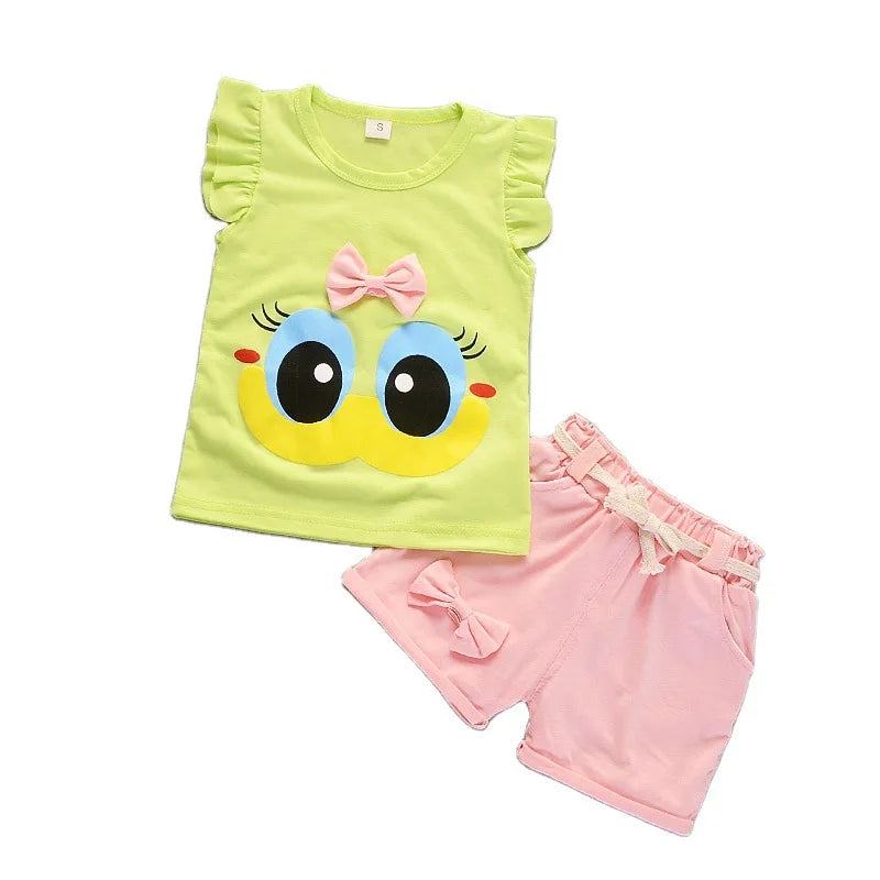 New Summer Fashion Baby Clothes Suit Children Girls Vest Shorts 2Pcs/Sets