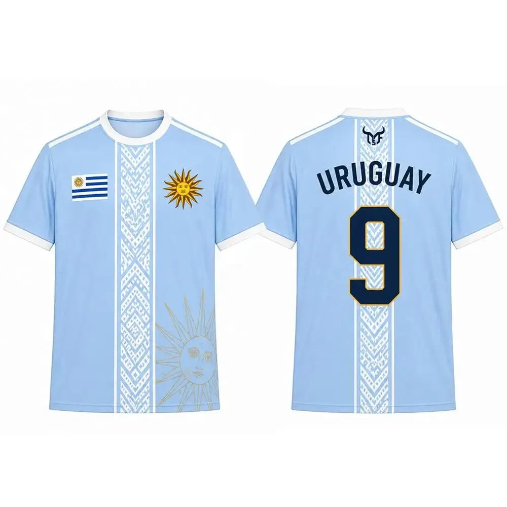 Uruguay Flag Pattern Soccer T Shirt 3D Printed Breathable Quick Dry Family Style for Kids Adults Outdoor Training Sports Fitness