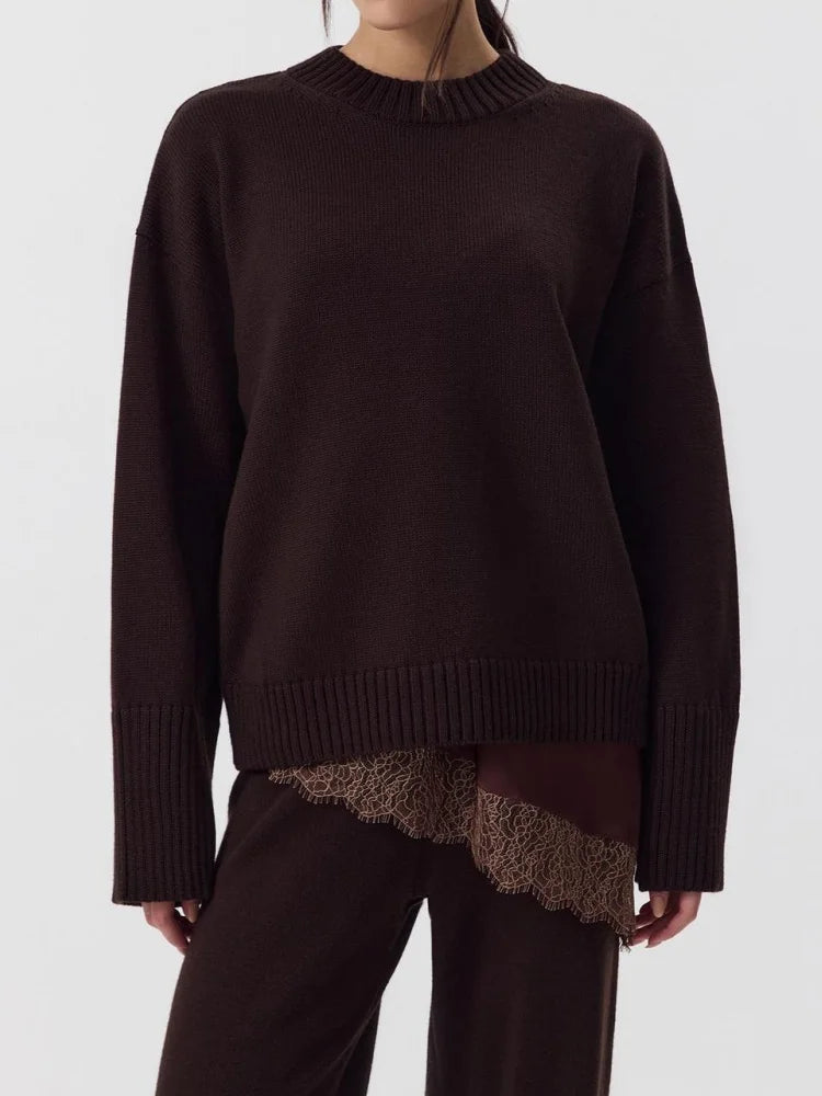 Women's Casual Solid Cotton Pullovers O-Neck Long Sleeve Warm Loose Knitted Top Female Autumn Winter Basic Soft Sweater