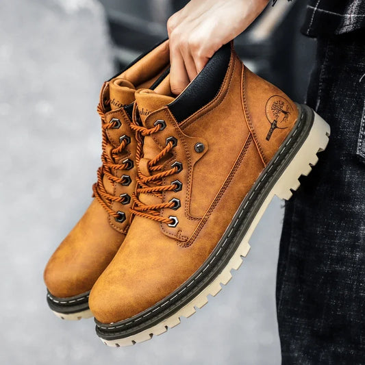 Men’s Chelsea Winter Boots – Guimin PU Ankle Boots with Plush Lining