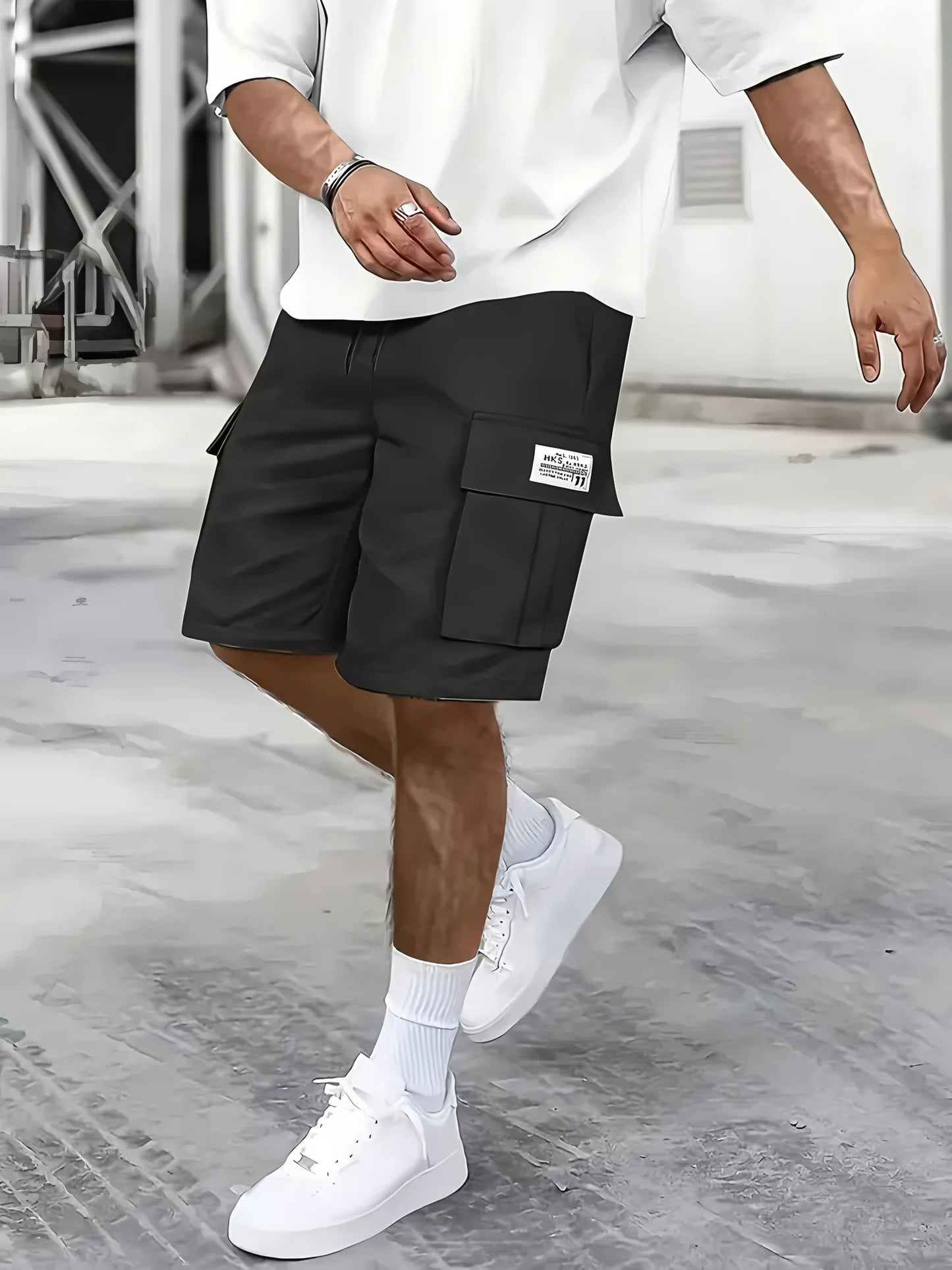 Men's work shorts; summer comfort; multi-pocket; outdoor leisure sport beach pants; elastic waistband