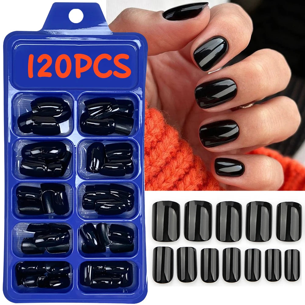 120Pcs Colorful French Square False Nails Short Ballerina Full Cover Fake Nails Artificial Nail Tips Wearable Press On Nails