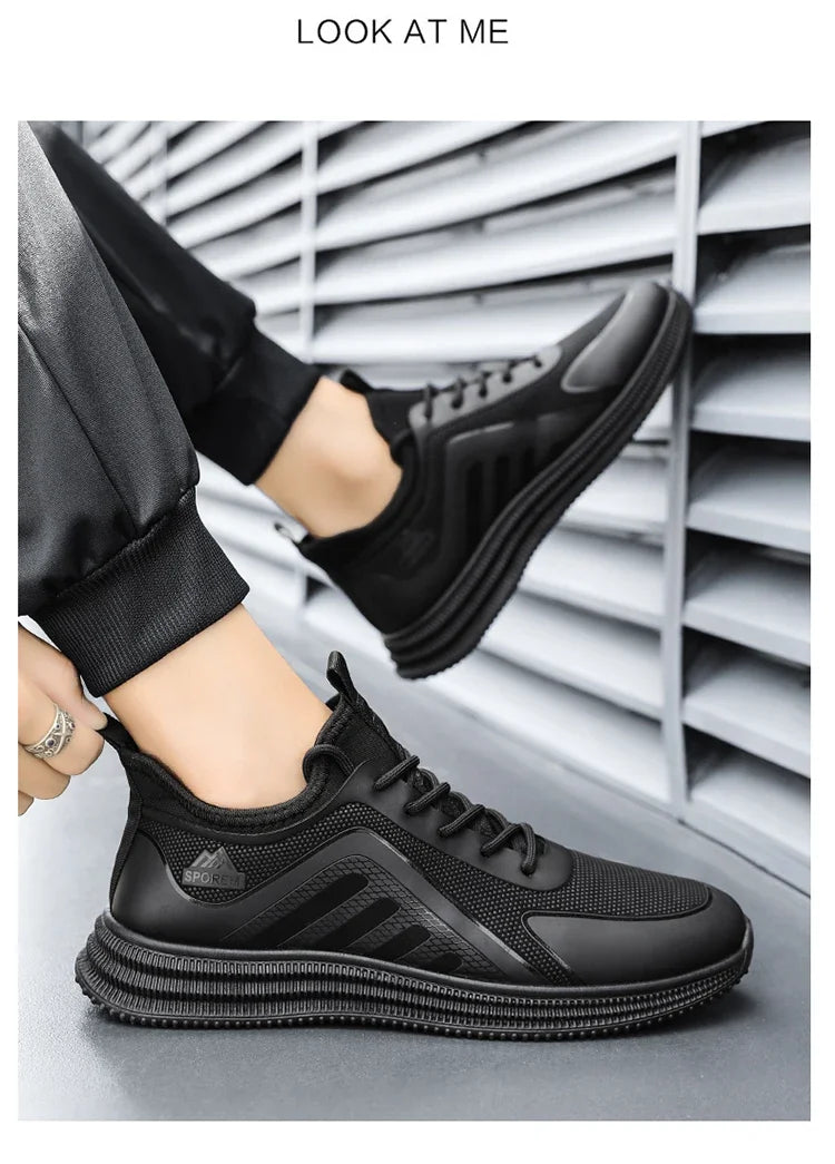 DUTRIEUX Men’s Casual Sneakers – PU Lace-Up Rubber Sole Shoes (C101-AB02)