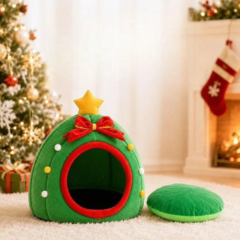 Sleeping in Autumn and Winter, Christmas Indoor Household Small Dog Litter, Cat Litter, Kennel Semi-closed, Safe and Warm