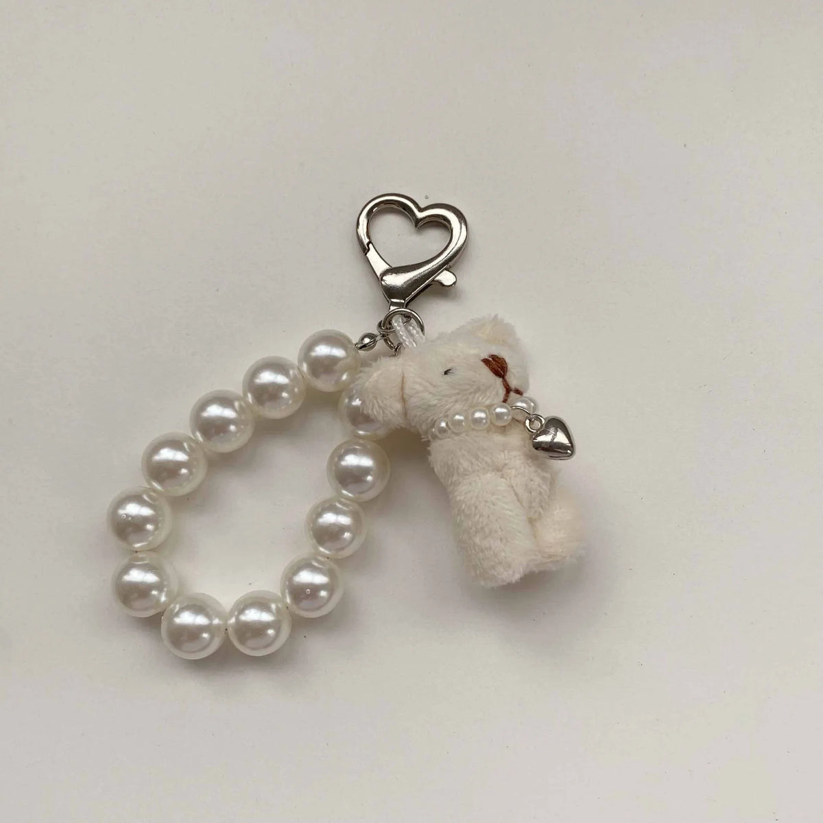 ZAKOL Korean Fashion Imitation Pearl Bear Doll Pendant Keychain Handbag Mobile Phone Accessories Gift for Women Girls