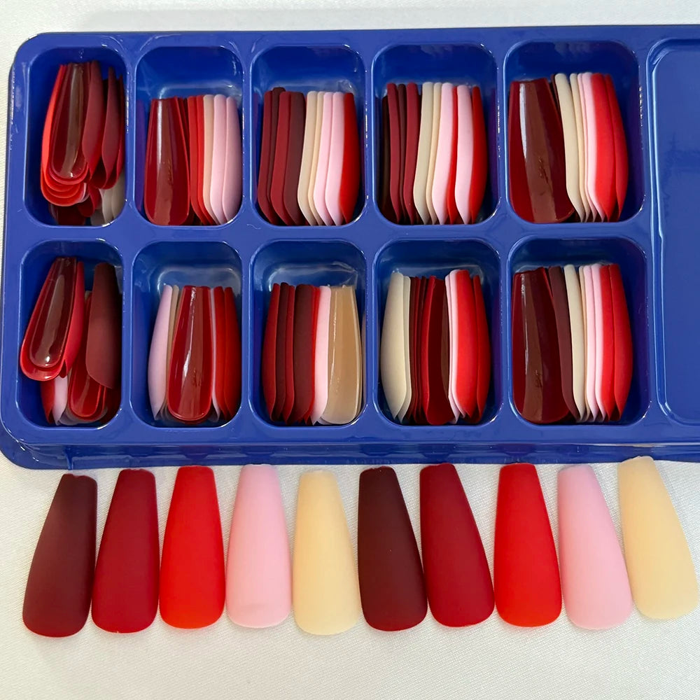120Pcs Long Coffin False Nails Mixed Color Press On Nails Acrylic Manicure Extension Artificial Square Full Cover Fake Nail Tips