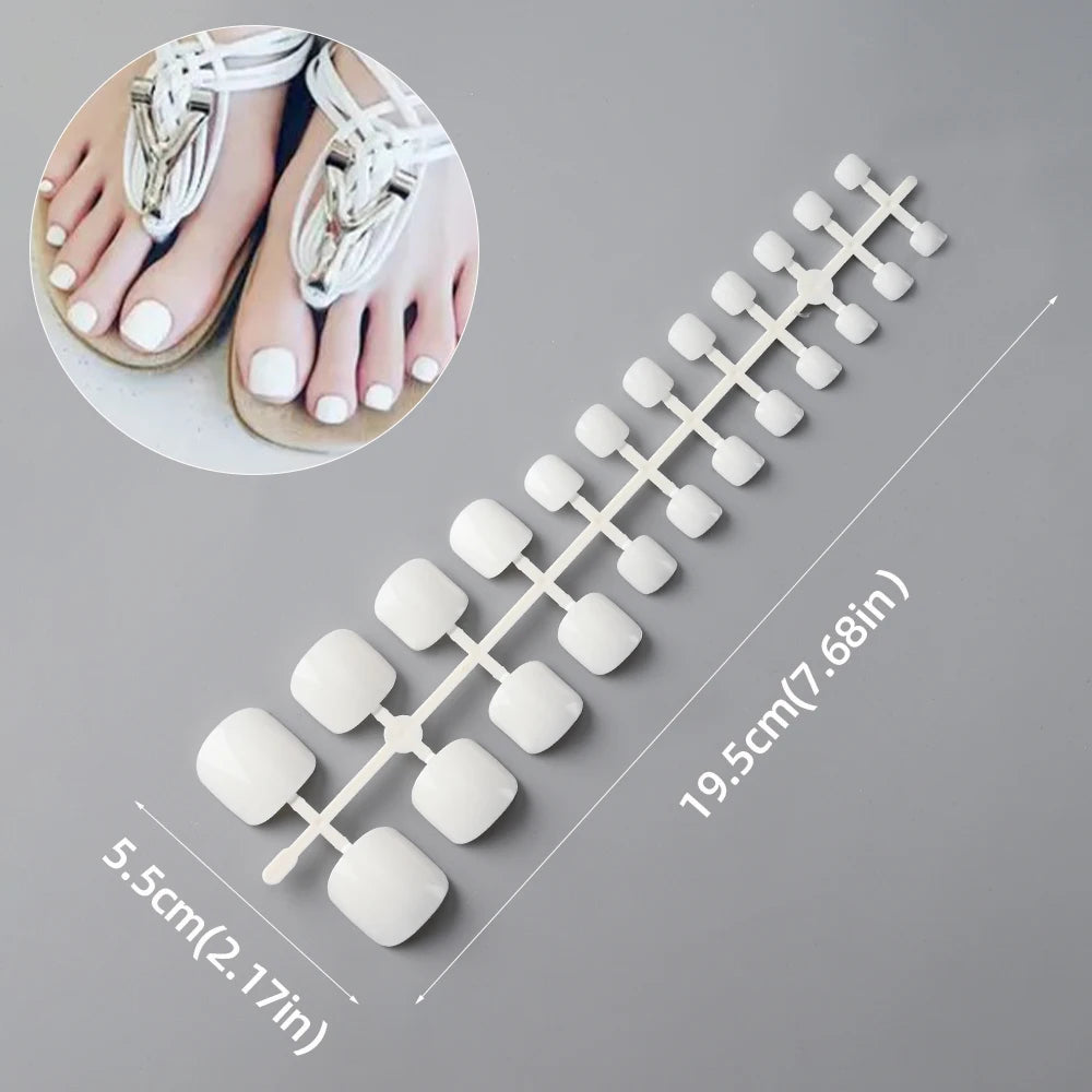 144Pcs Short Square False Toenails Full Cover Artificial Fake Toenail Acrylic Solid Color Foot Nail Tip Press on Toe Extension