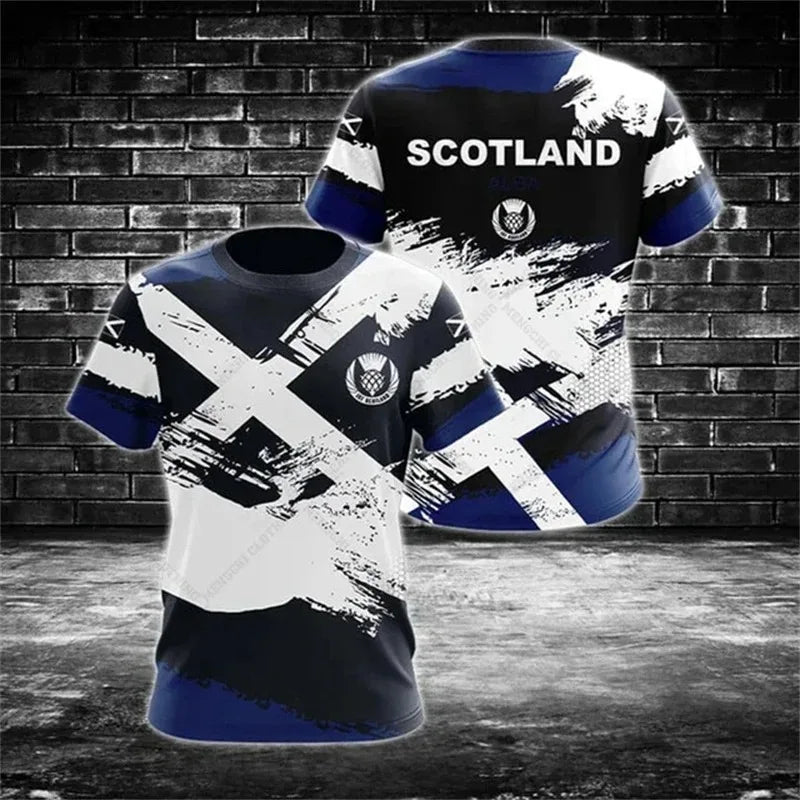 Men s Short Sleeve T Shirt with Scotland Flag Design 3D Printed Quick Dry Breathable Family Style Loose Casual for Adults Kids