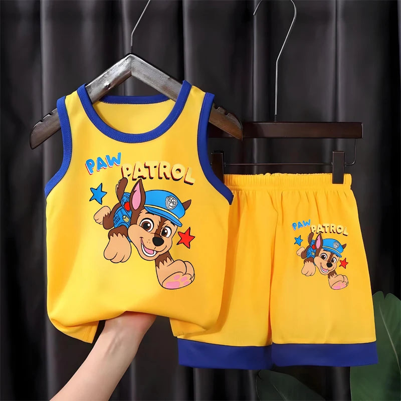 PAW Patrol Fashion Kids Clothes Boys Girls Sets Top Shorts 2PCS Soft Summer Children Quick-drying Shorts Sport Basketball Suit
