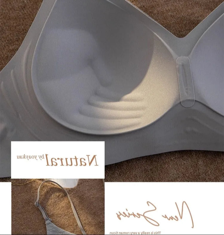 セクシー Bralette Small Chest Gathering Seamless Thin Straps Backless Wirefree Comfort Fixed Cup Lingerie Invisible Support Women US