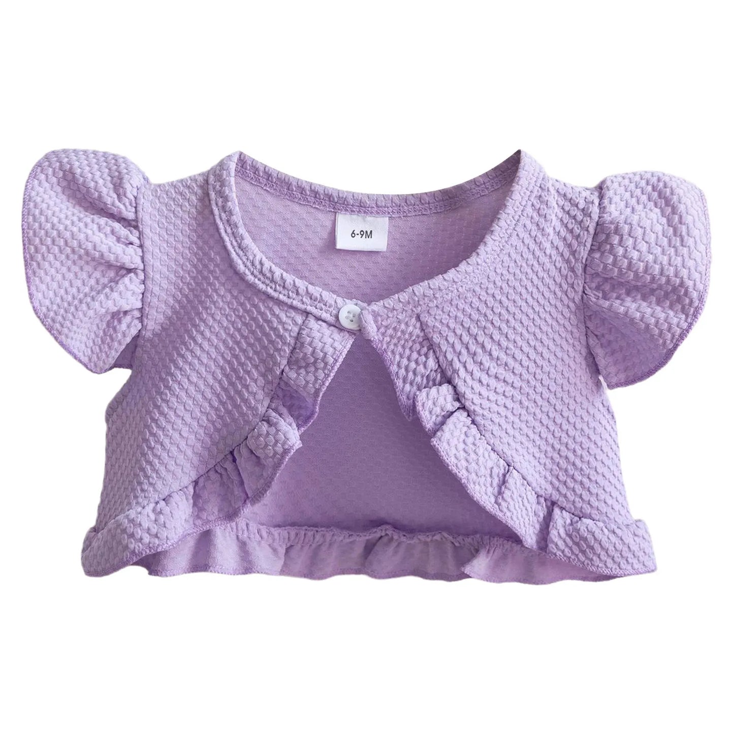 Baby Girl Sweet Summer Cardigan Bolero Jacket Short Fly Sleeve Ruffled Coat Outerwear Toddler Clothes for Wedding Birthday Party