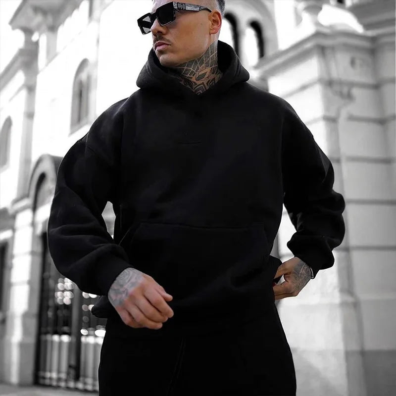 2025 Fall/winter New Arrival Men's Hoodie High Quality Solid Color Hooded Sweatshirt Male Home Outdoor Casual Fashion Pullover