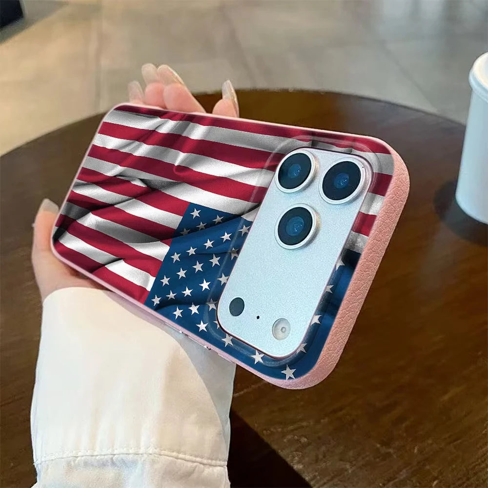 American Flag iPhone Case – Lychee Texture Soft Cover