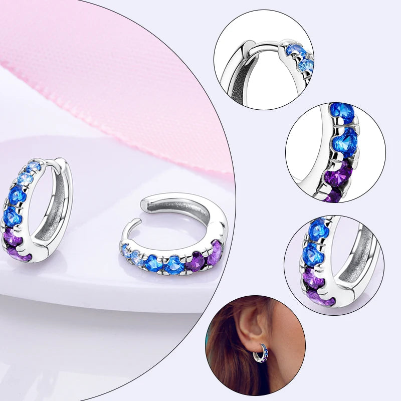 925 Sterling Silver Hoop Earrings with Zircon