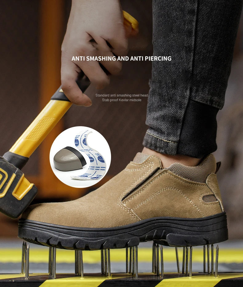 NYWOOH Men Anti Puncture Work Sneakers Breathable Safety Boots Male Soft Sole Wear Resistant Shoes Non-slip Protective Footwear