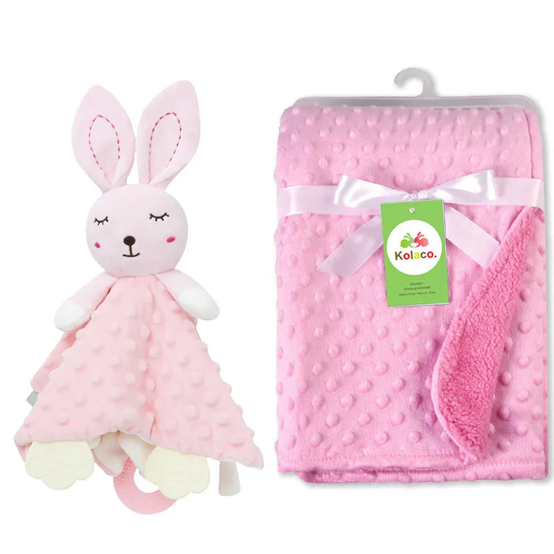 Newborn Baby Blanket with Name Custom Stroller Sleeping Dolls Animal Security Towel Gift Set for Baby Shower Gifts