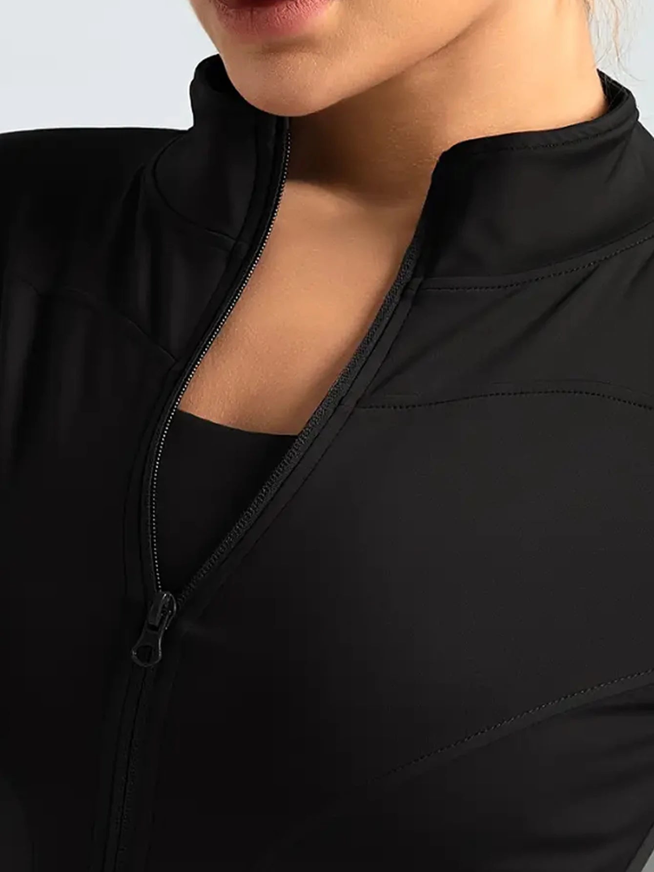Women’s Zip-Up Quick-Dry Fitness Jacket – Stand Collar