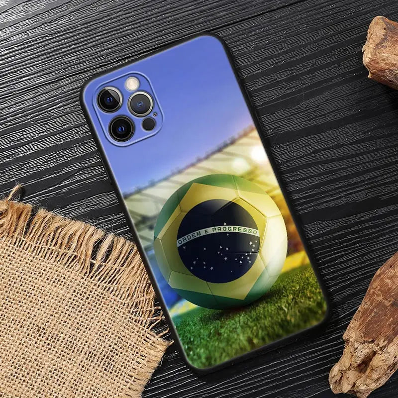Brazil Flag Football iPhone Case