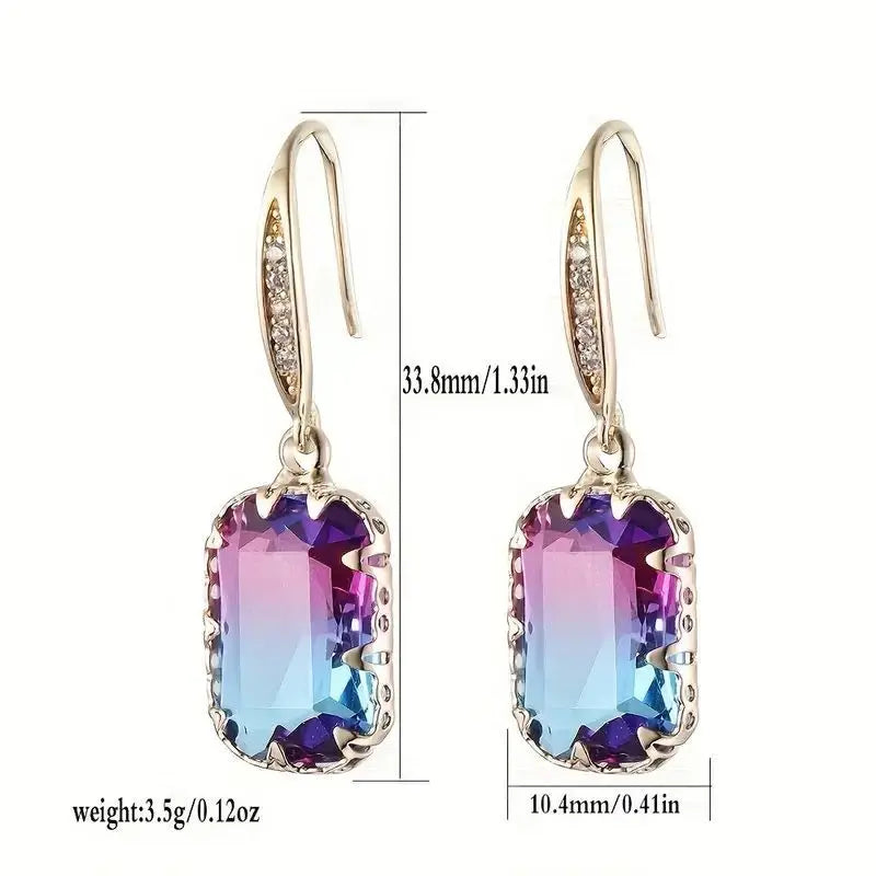 Trendy Cubic Zirconia Copper Drop Earrings For Women Girls Brown Crystal Pendant Earring Party Birthday Daily Jewelry