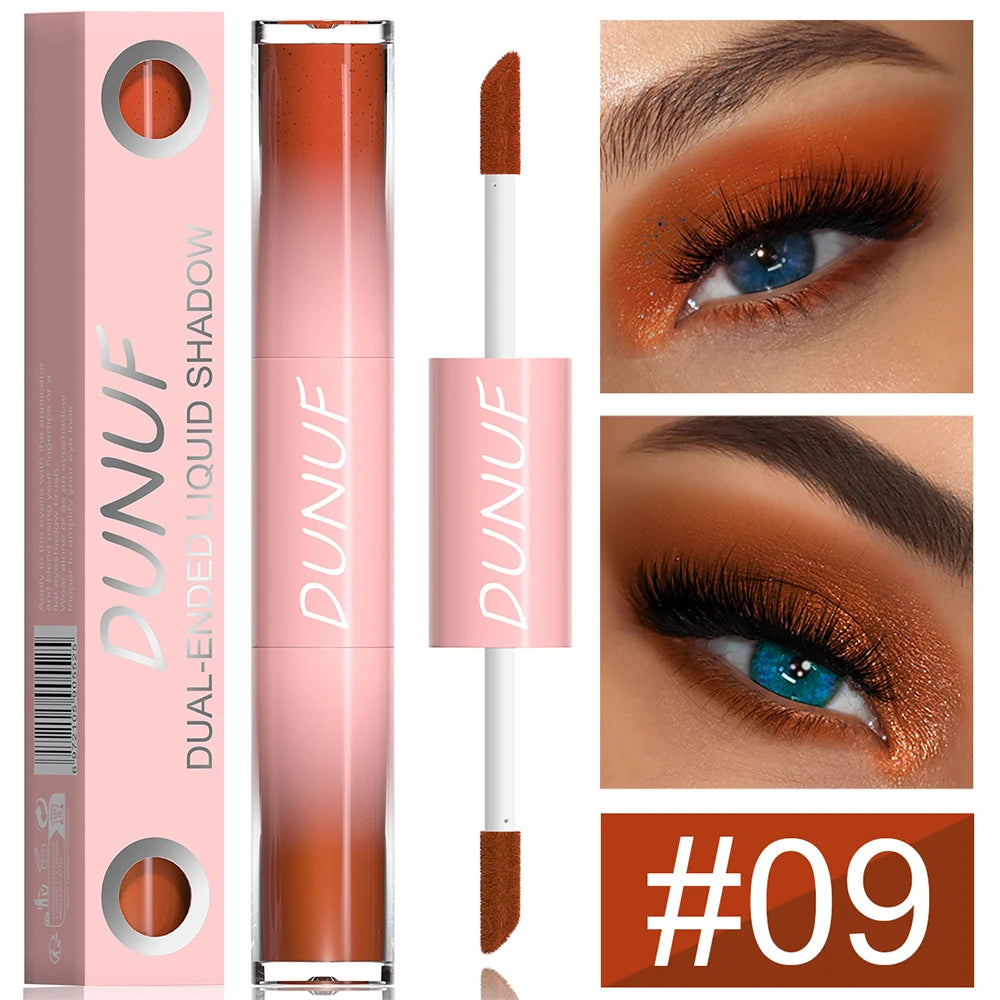 Double-head Punk Metallic Liquid Eyeshadow Stick Dark Glitter Matte Sequins Bicolor Shimmer Eyes Makeup Cream Pencil Waterproof