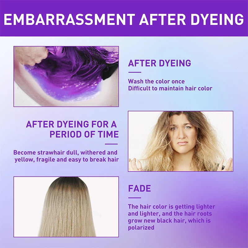 Gray Color Fixing Hair Mask Shampoo Cover Gray Hair Fade Yellow After Bleach Hair Shampoo Non-irritating Purple Shampoo Blonde