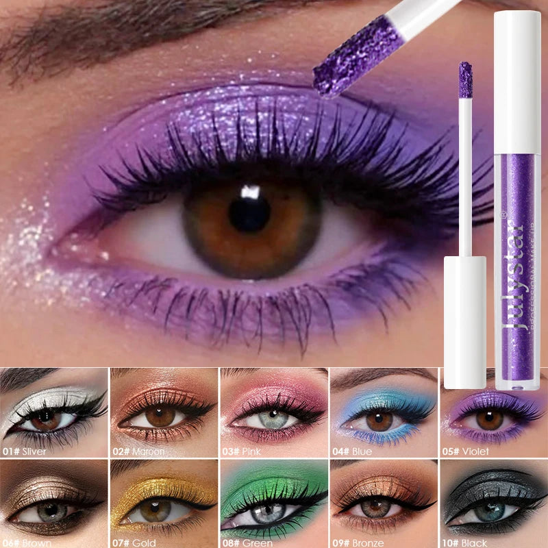 Waterproof Liquid Eyeshadow Metallic Gold Eye Shadow Stick Lasting Pearlescent 10 Colors Smoky Black Glitter Eye Highlighter Pen