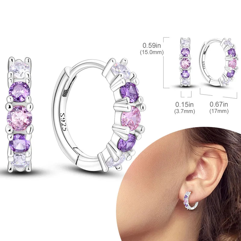 925 Sterling Silver Hoop Earrings with Zircon