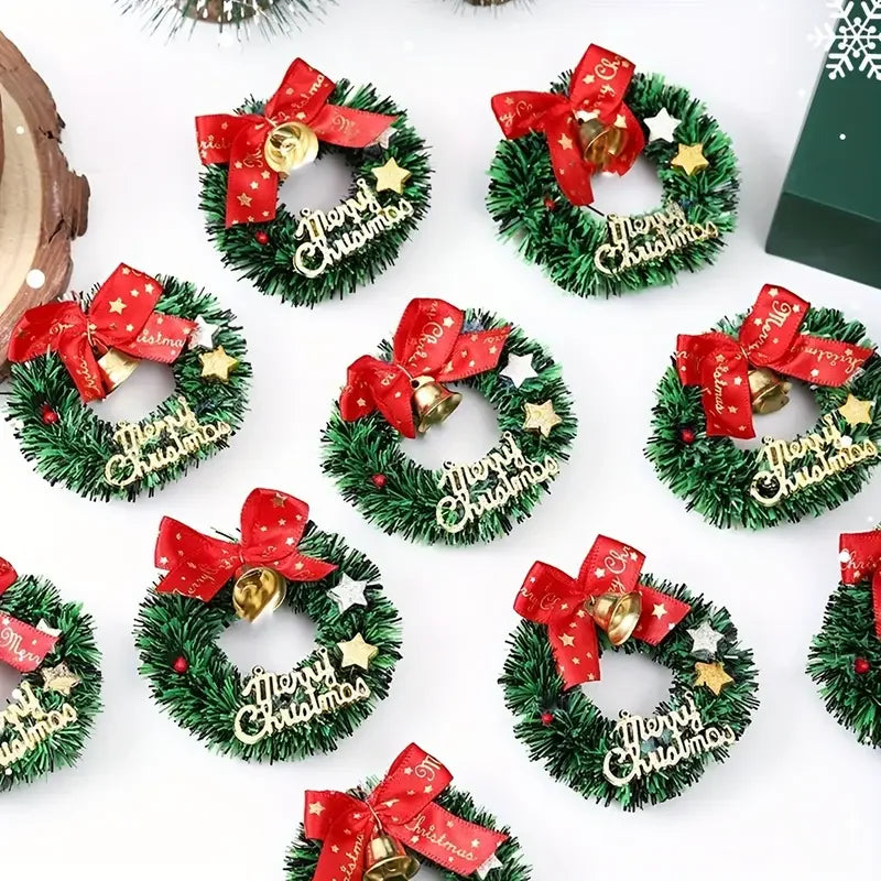 12pcs Chrismas Mini Flower Wreath for Various Scene Venues, Can Be Used As Atmosphere Setting Decoration, Holiday Decoration