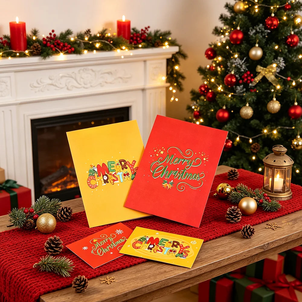 Christmas 3D Pop‑Up Greeting Card,Handmade Festive Xmas Pop‑up Card with Envelope,Merry Christmas Holiday Blessing Card forParty