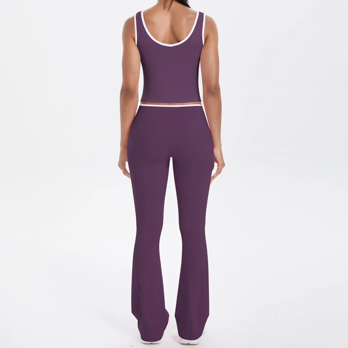Autumn Women's Yoga Set U-neck Vest High Waist Cross Wide Leg Pants Set Tight Fitting Seamless Elastic Sportswear