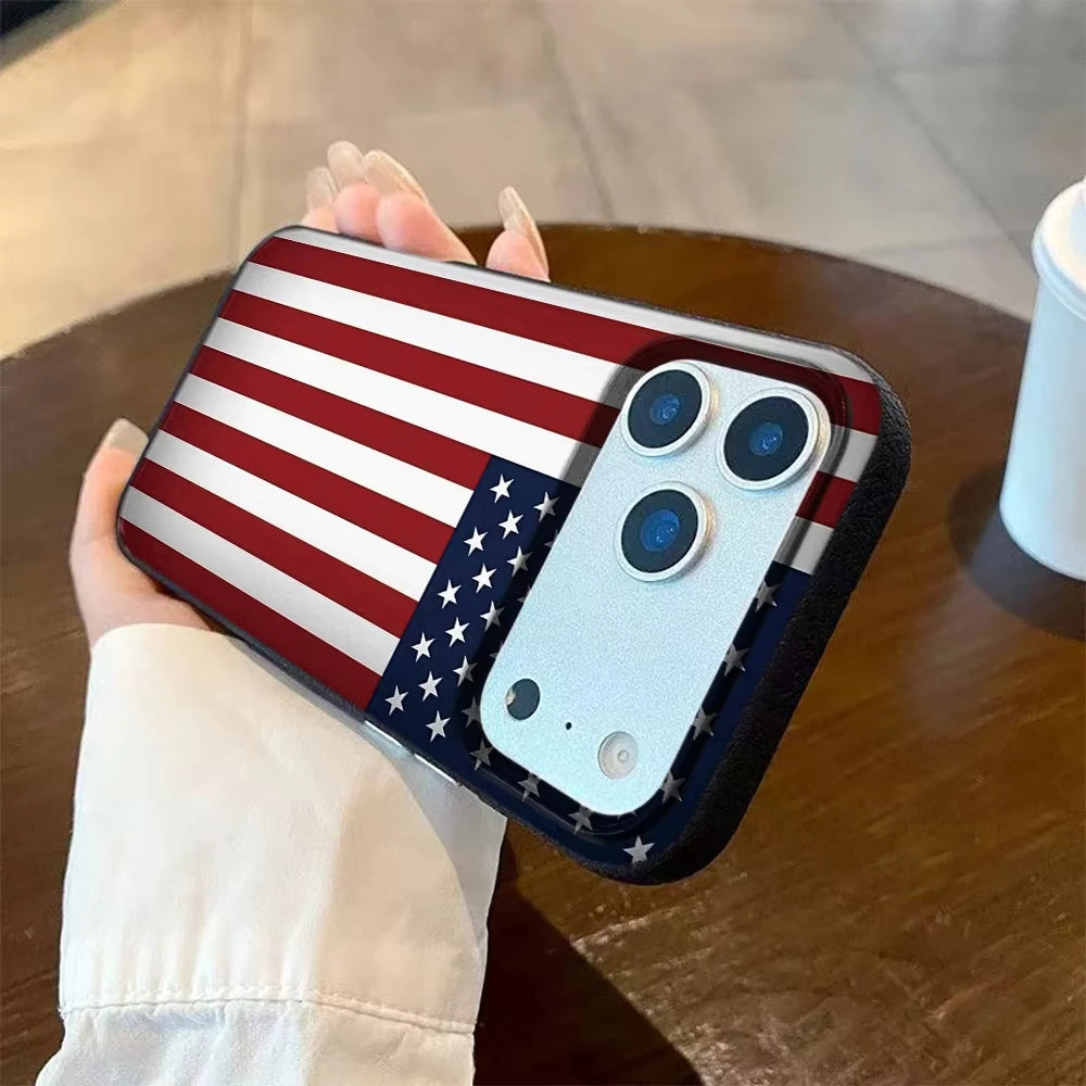American Flag iPhone Case – Lychee Texture Soft Cover